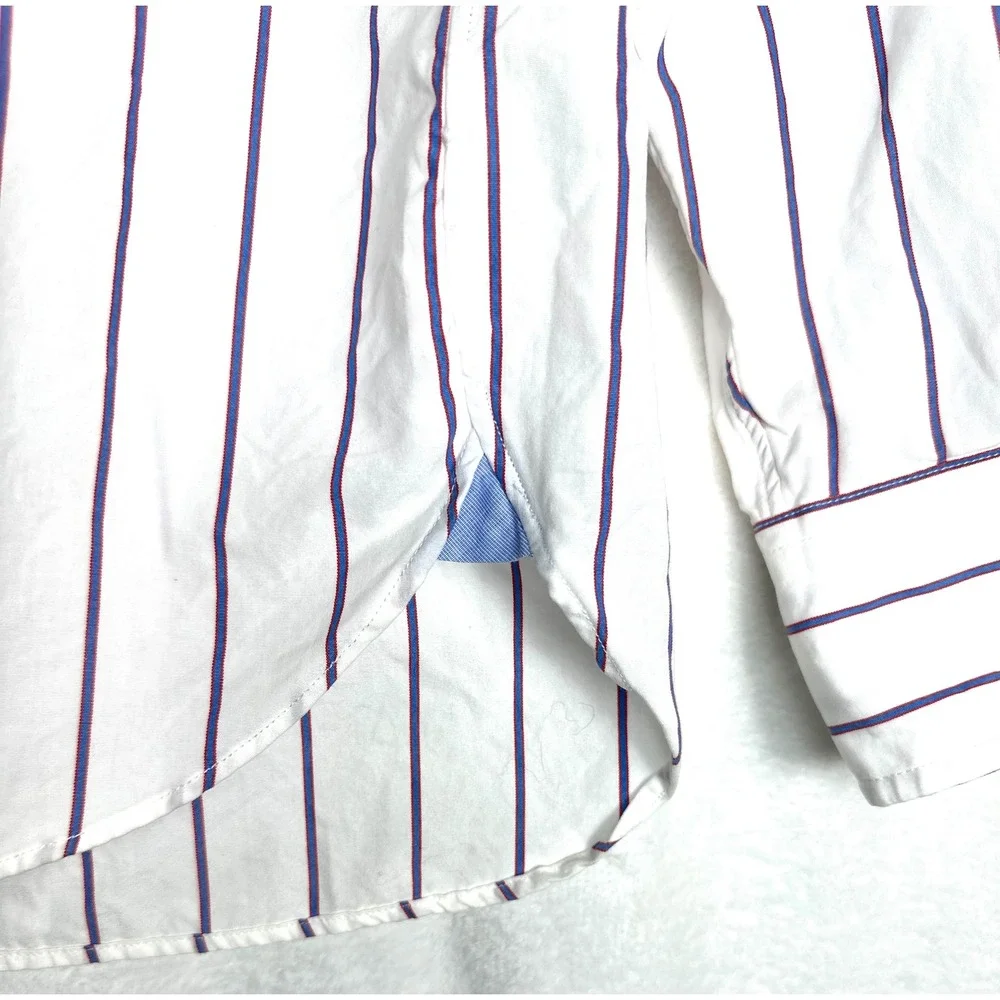 J.Crew Button-Down Shirt Mens XL White Blue Striped Cotton Long Sleeve Preppy